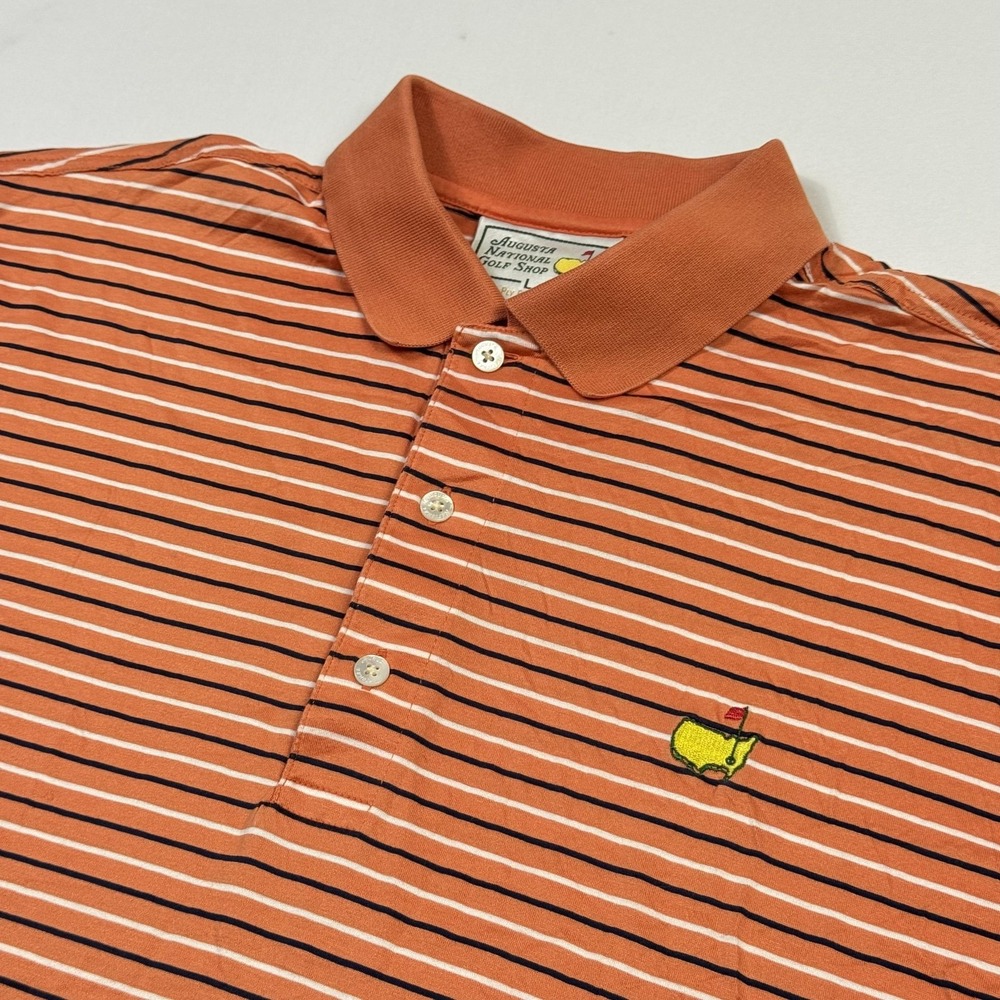 Masters‎ Augusta National Golf Shop Polo Shirt Mens Large Orange Striped